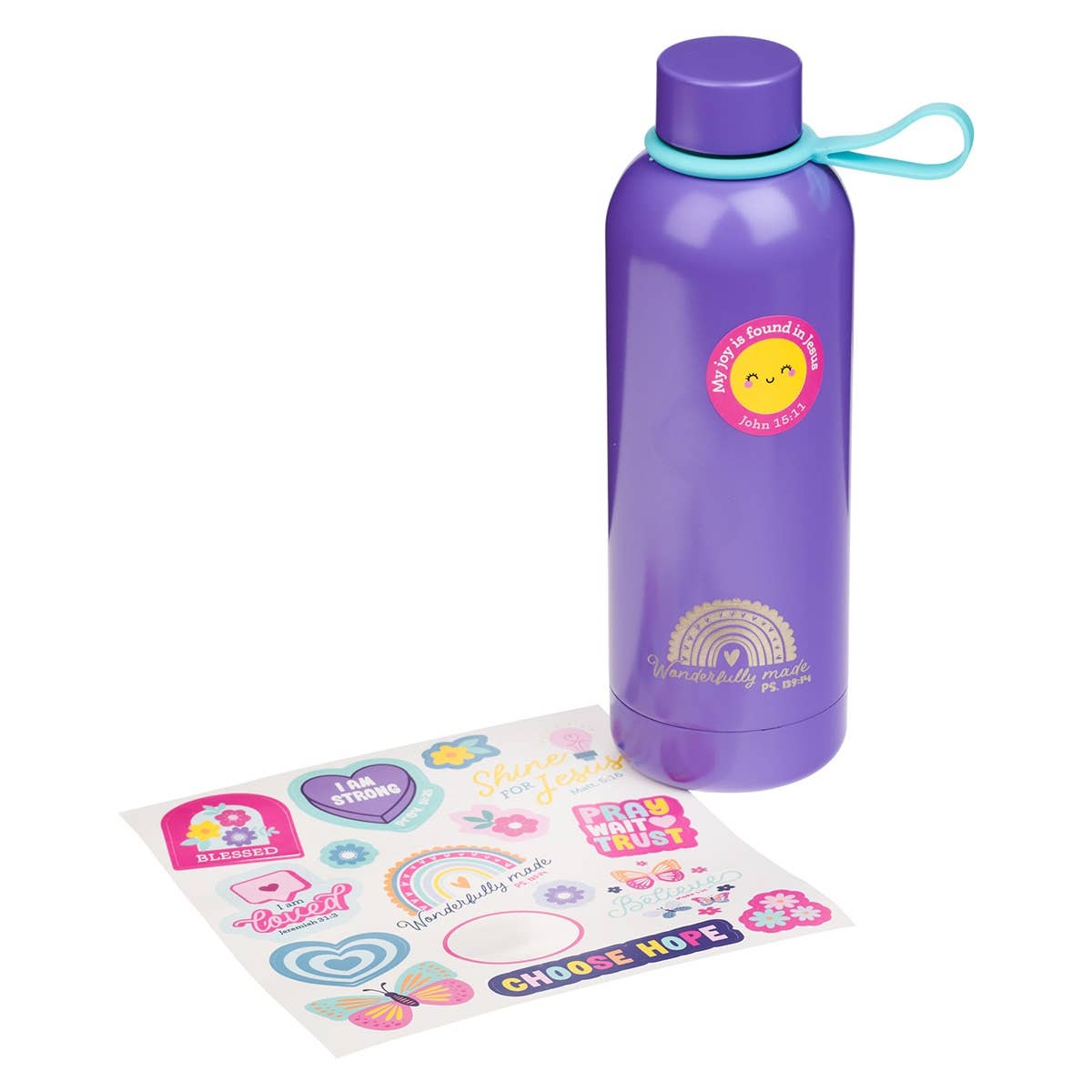 Water Bottle SS Stickers Purple Wonderfully Made Ps. 139:14