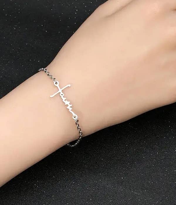 ( B397 )  STAINLESS STEEL CROSS BRACELET - FAITH