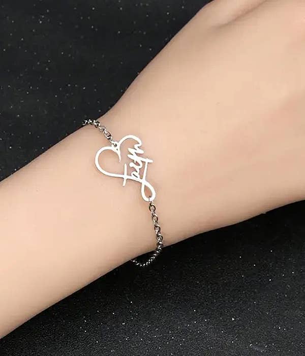( B453 )  STAINLESS STEEL CROSS BRACELET - FAITH